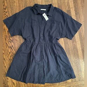 NWT Abercrombie & Fitch Linen-Blend Navy Shirt Dress – Size XL